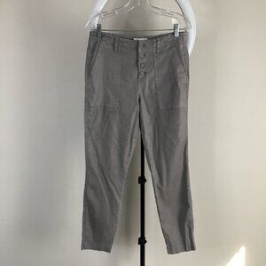 LEVEL 99 Anthropologie Gray/Gravity Textured Linen Blend Button Fly Pant